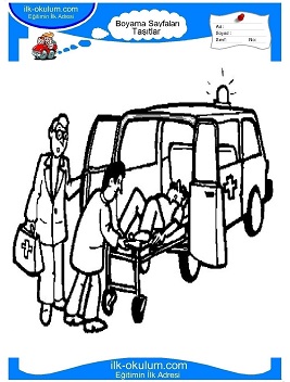 Çocuklar İçin Ambulans Boyama Sayfaları 